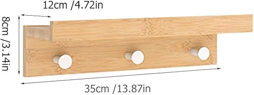 Miniatura 2 de Cabilock Perchero de montaje en pared con estante estante flotante de madera resistente con ganchos, llave decorativa y soporte de correo para pared