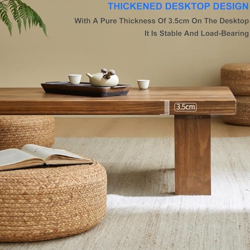 Image of Japanese Style Sheesham Wood Coffee Table for Living Room, Dining Room, Bedroom, Kitchen, Office Home Decor (58x50x38)