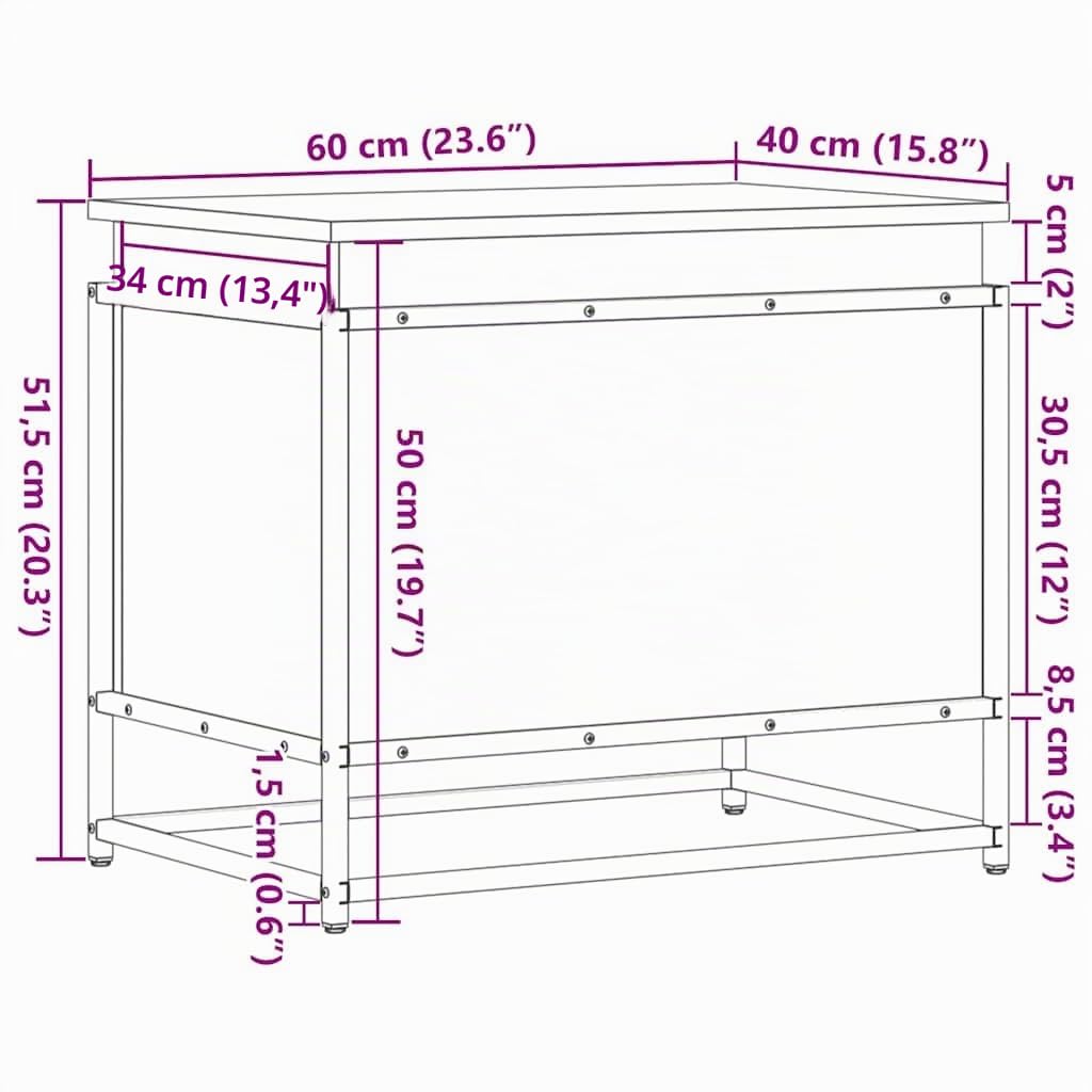 vidaXL Caja de almacenaje con Tapa Madera marrón Roble 60x40x51,5 cm, Caja de Mantas, baúl de almacenaje, Caja de almacenaje de Juguetes