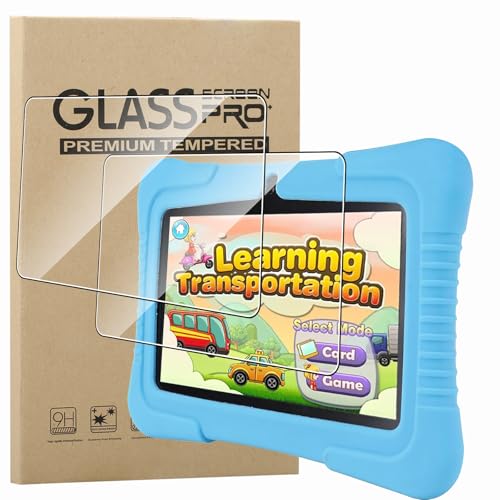 KZIOACSH 2 Pack Screen Protector for Veidoo 7 inch Android Kids Tablet/Veidoo V88 7 Inch, Ultra Clear 9H Hardness Touch Sensitive Anti-Scratch Anti-Fingerprint Protective Tempered Glass Film