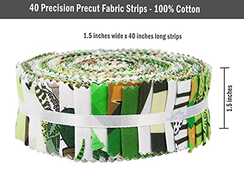 Tissus strips Soimoi imprimé japonais vert en coton doux de 1,5 pouces pour patchwork