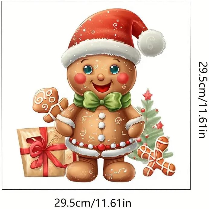 Christmas Gingerbread Man Gift Box Toilet Cover Sticker Decals,Fish Bird Flower Leaf Waterproof Toilet Lid Tank Seat Decals Cistern Self-Adhesive Bathroom Wall Sticker