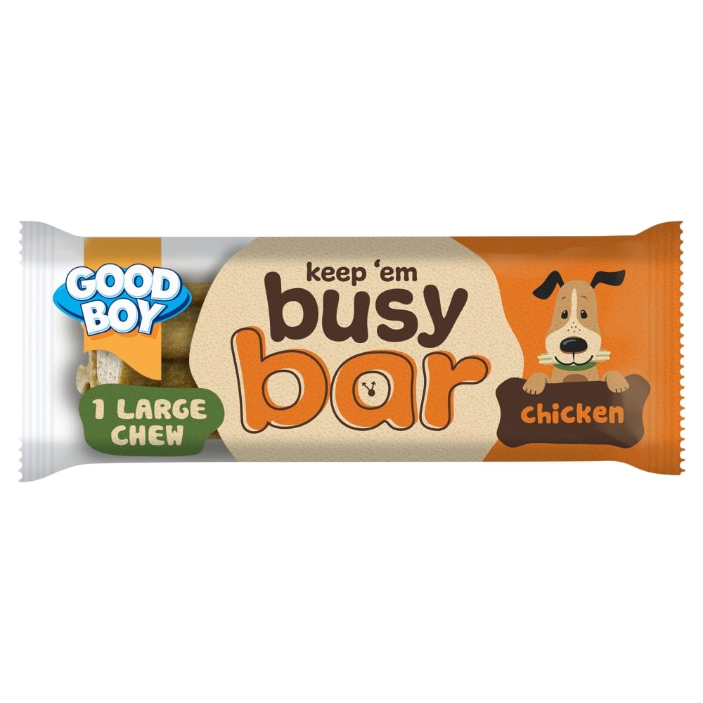 GOOD BOY LARGE BUSY BAR DOG PUPPY NATURAL CHICKEN CHEW TREAT 90G