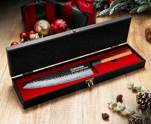 Image of Custom Chefs Knife, Customizable Patterns and Copywriting Sharp 8 Inch Japanese Knife with Rosewood Handle, Birthday Gifts for Men in Sandalwood Gift Box