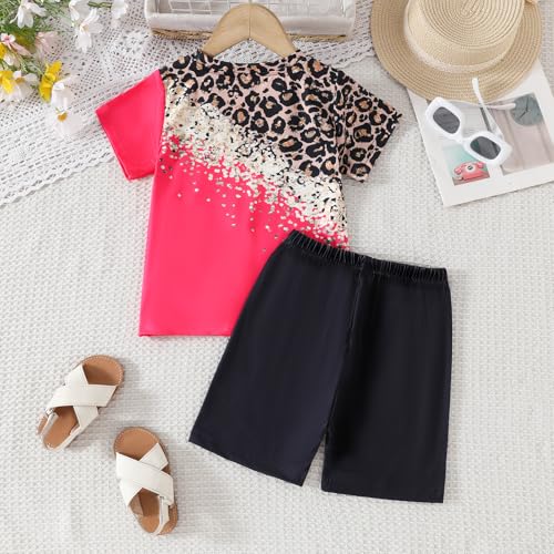 Image of Axumity Kid Toddler Girl Clothes Summer Ruffle Sleeve Figure Graphic Shirt + Shorts Summer Outfits Set