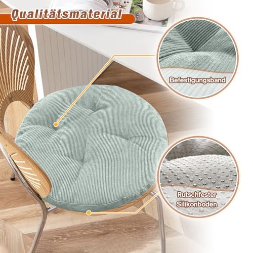Lsjoaw Sitzkissen Rund 30cm Dicke 6cm 1 Stück Bodenkissen Rund Sitzpolster Stuhlauflage Sitzpolster Stuhlkissen Polster Auflage für Wohnzimmer Büro Konferenzraum Cordstoff (MintgrüN)