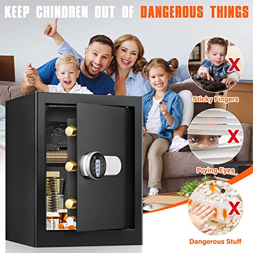 2.0 Cubic Roomy Home Safes Fireproof Waterproof With Digital Keypad Key, Anti-Theft Fireproof Safe With Fireproof Waterproof Document Bag, Security Safe Box For Document Cash Jewelry Pistol Medicine #TOP3