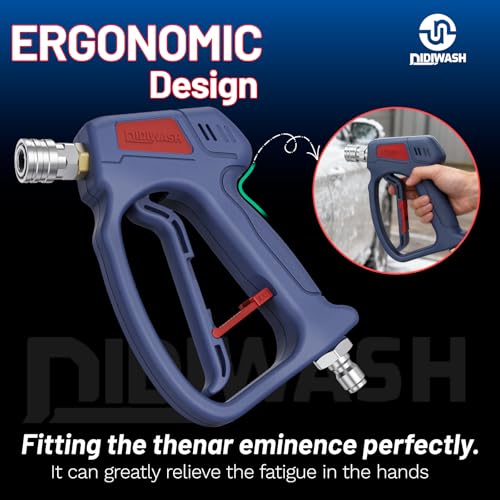 Image of Swivel Pressure Washer Gun with Smoooth Rotate 3 /8 inch Plug,4500PSI Short Power Washer Gun with 1 /4 inch Socket Adapted to Foam Cannon,Pressure Washer Handle Include Spray Nozzle Hose Connector