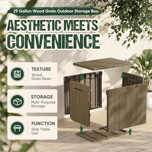 Image of Devoko 29 Gallon Deck Box, Waterproof Resin Outdoor Storage Box