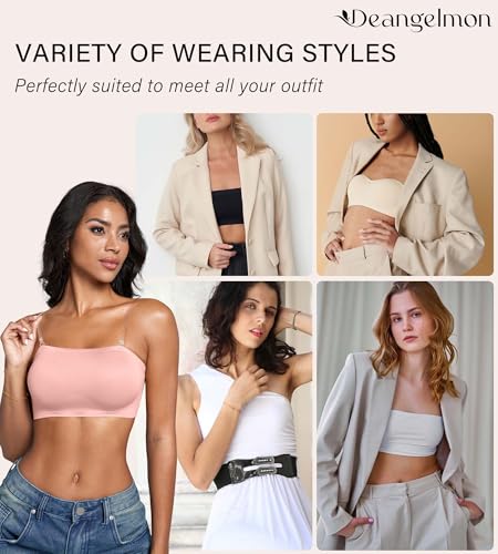 Image of DEANGELMON Strapless Bras for Women Non-Slip Silicone Bandeau Seamless Tube Top Bralette Comfy Non Padded Stretchy Stylish