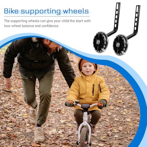 Ruedas de Entrenamiento ibasenice para Bicicleta, Juego de 2 Piezas, Estabilizadores Ajustables Negros con Ruedas de Equilibrio Parpadeantes Resistentes al Desgaste miniatura 3