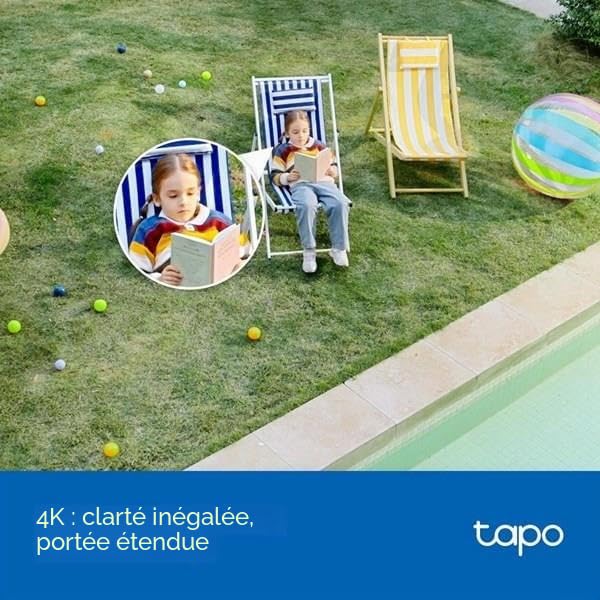 TP-Link Tapo C560WS | Caméra de Sécurité Extérieure Wi-FI 6 4K 8MP | Détection Locale de Visage | Détection Humain/Animaux de Compagnie/Véhicule | Lumière stellaire Vision Nocturne Colorée | IP66