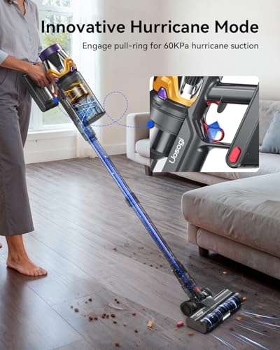 Cordless Vacuum Cleaner, Upgraded 55KPA 650W 70Mins Stick Vacuum with Hurricane Mode, Self-Standing, Touch Screen, 1.8L Dust Cup, Anti-tangle Wireless Vacumm, Vacuum Cleaners for Home/Pet Hair/Carpets - Image 5