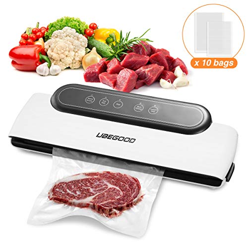 UBEGOOD Vakuumierer, 4-in-1 Vakuumiergerät Automatisch Vakuumierer, Folienschweißgerät mit 30 cm Naht & stabile Schweißnaht, für trockene & feuchte Lebensmittel, inkl 10 Vakuumbeutel