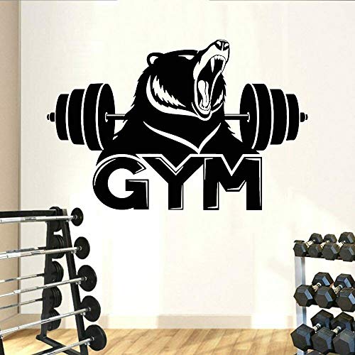 keletop Plus Fort Ours Stickers muraux Fitness Centre décoration Moderne Musculation haltère Vinyle Stickers muraux pour la décoration de la Maison 128x84 cm Cover