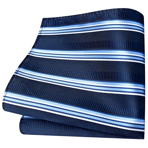 Image of GUSLESON 3.15 inch（8cm） Mens Stripe Tie and Lapel Pin Necktie Hankerchief Cufflinks Set for Men