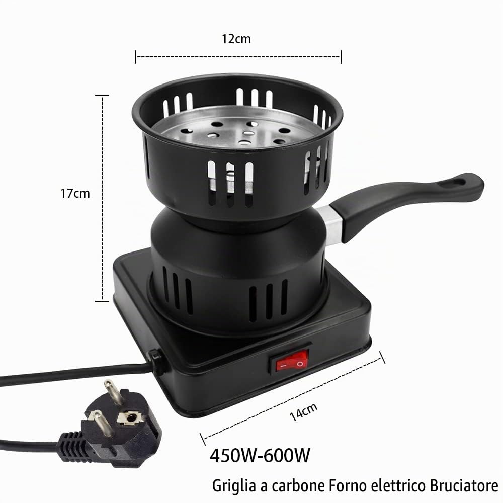 CEWROM Accenditore Elettrico per Carbone 450-600 W, Bruciatore a Carbone per Casa Campeggio Barbecue, Con Manico Cavo Lungo, Regalo di Natale