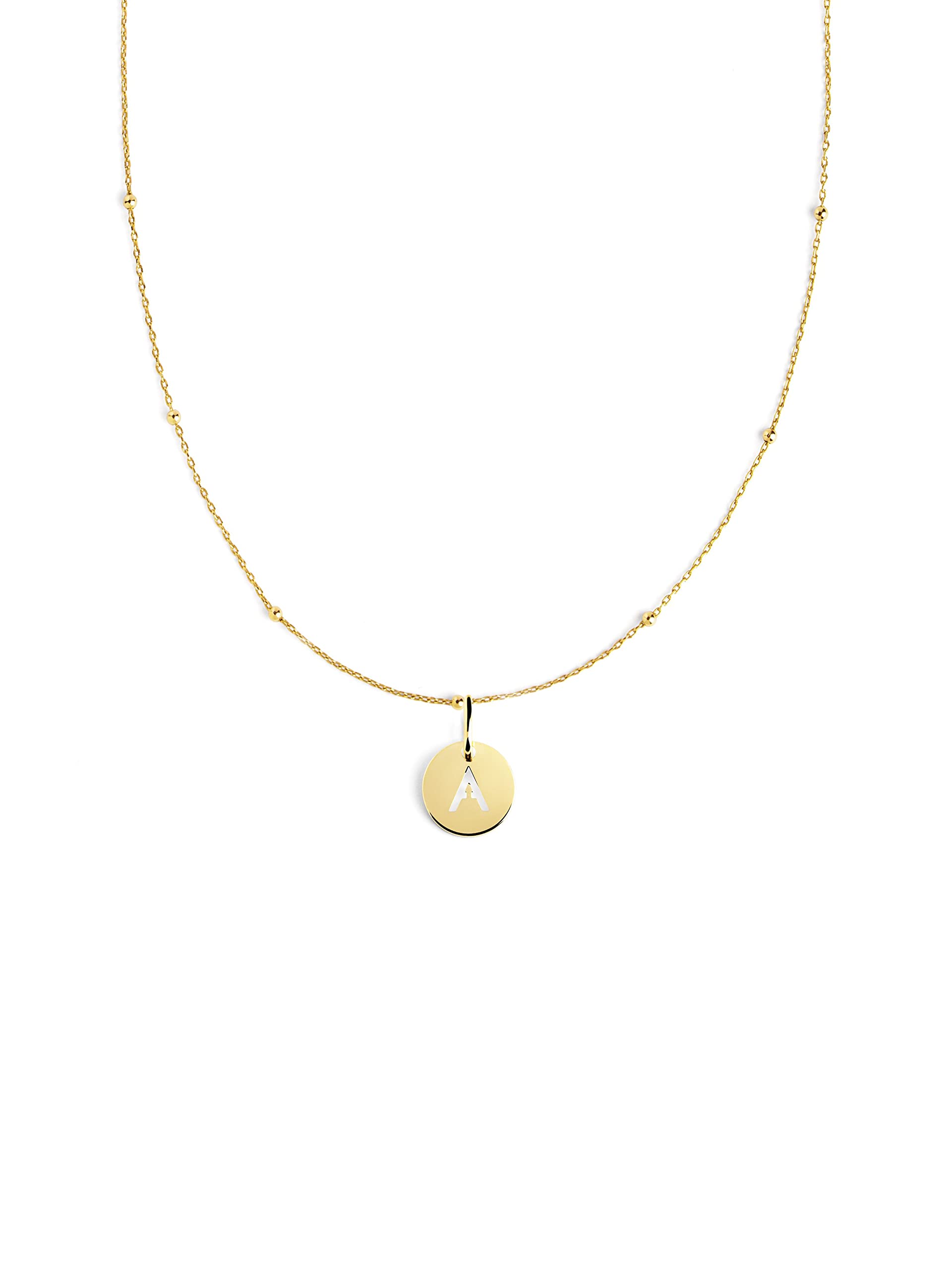 SINGULARU Collar Mini Medallion - Colgante con Medallón en Plata de Ley 925 con Acabado Baño de Oro de 18 Kt. - Cadena de Talla Unica - Joyas para Mujer