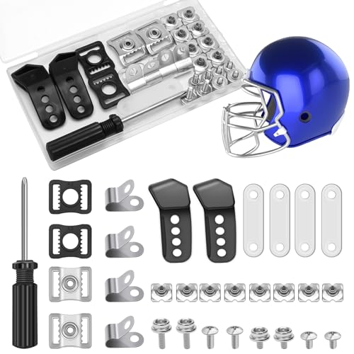 31 Pcs Hockey Helmet Repair Kit, Coldairsoap Football Helmet Replacement Parts Including Visor Clips 4 Screws Nuts Rubber Gaskets J Clips, Hardware Kit for Baseball, Softball Helmets