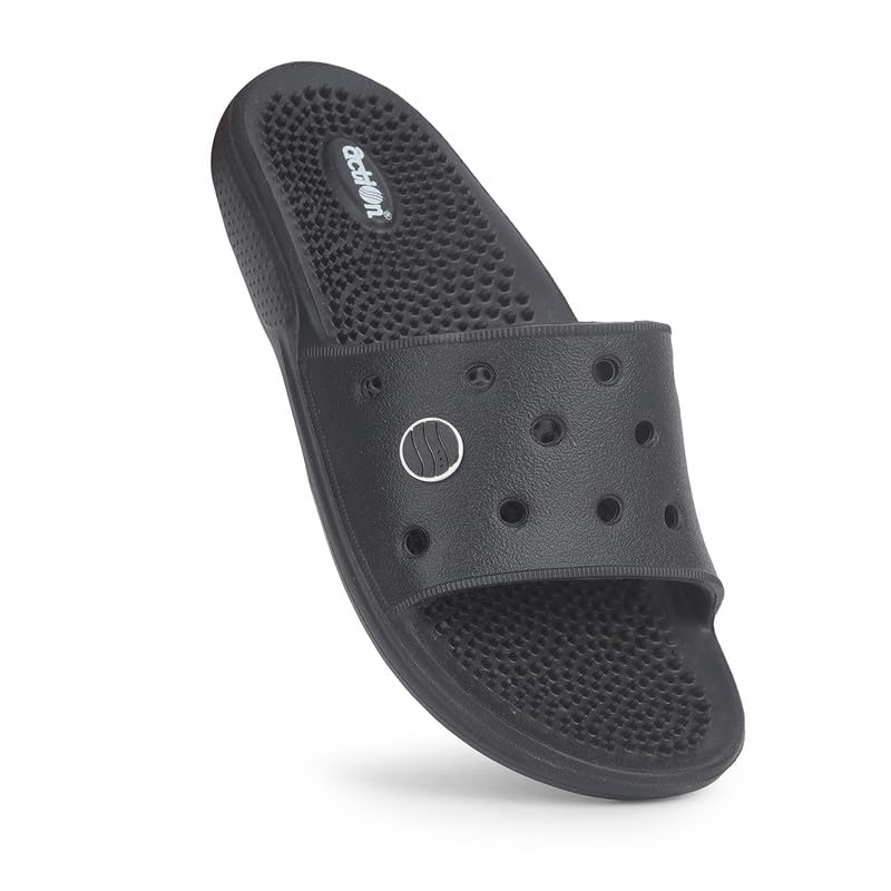 Image of ACTION Men's Acupressure EVA Slide Slippers | Lightweight | Massage Footbed | Anti-Skid Sole | Waterproof | Quick Dry | Indoor & Outdoor Comfort Slides
