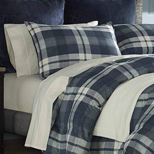 Nautica | Crossview Collection | | Ultra Soft & Cozy Microsuede Reversible Plaid Quilted Comforter Matching Sham, 2-Piece Bedding Set, TW/TWXL, Navy/Blue/White