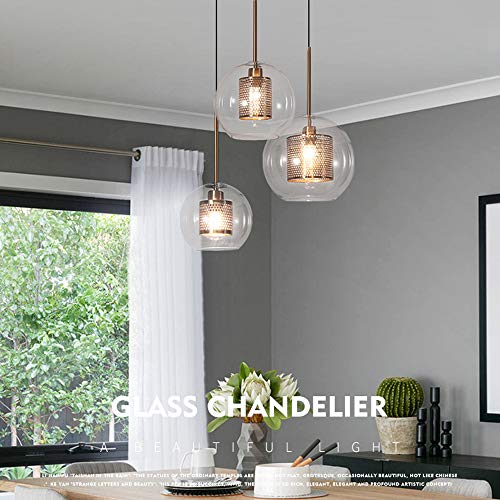 Pendre industriel 1 lampe lustre verre rond bronze suspension rétro