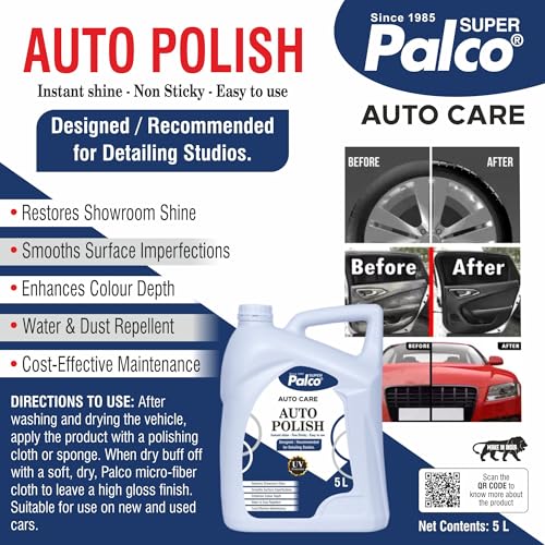 Image of PALCO Auto Polish 5 Litre | Car Polish Spray for Interior & Exterior | All in One Polish for Bike & Car Dashboard, Instant Shine Scratch Remover, UV Protection
