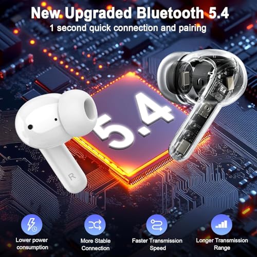 Image of Rinsmola Wireless Headphones 3D-Stereo Ear Buds, USB-C in-Ear Earphones, IP-X7 Waterproof Sport Workout Gym for Laptop Pad Android iOS