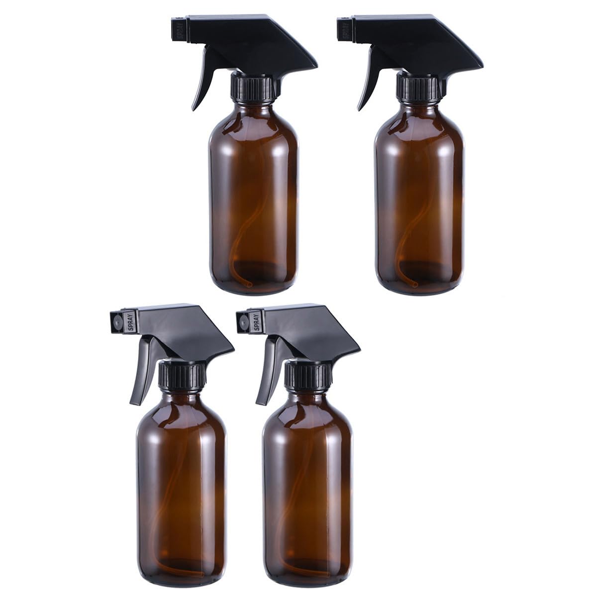 Braune Glas Sprühflaschen 4 Stück Nachfüllbare Wassersprüher aus Glas und Pp 250ml Einfach zu Bedienen Energiesparend für Aromatherapie und Reinigungsprodukte