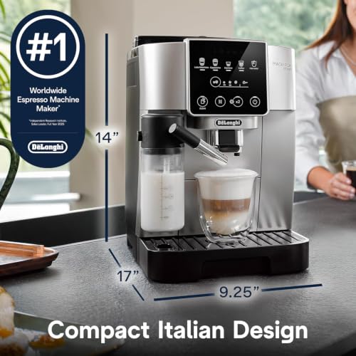 Image of De'Longhi Magnifica Start Automatic Espresso Machine, Milk Frother, Silver