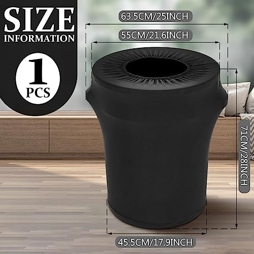Image of Tanlade 1 Pc 32 Gallon Stretch Trash Can Spandex Cover Outdoor Waste Garbage Can Spandex Covers for Indoor Kitchen Outdoor Round Waste Container Bin, Without Trash Bin (Black)