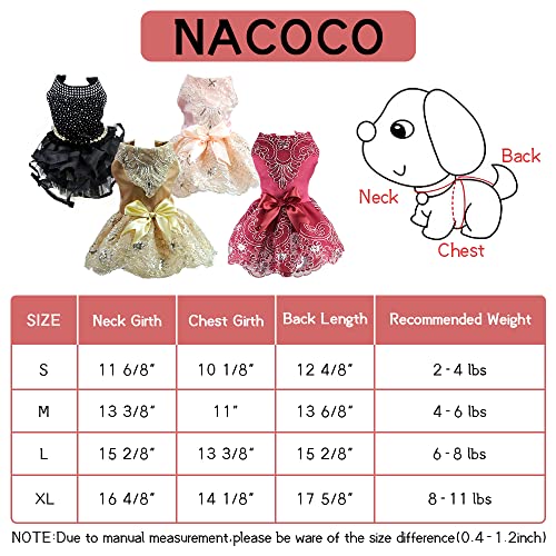 Nacoco Dog Lace Wedding Dress Tutu Skirt Puppy Cat Floral Princess Dress Pet Birthday Party Costume For Spring Summer (S, Red) #TOP4