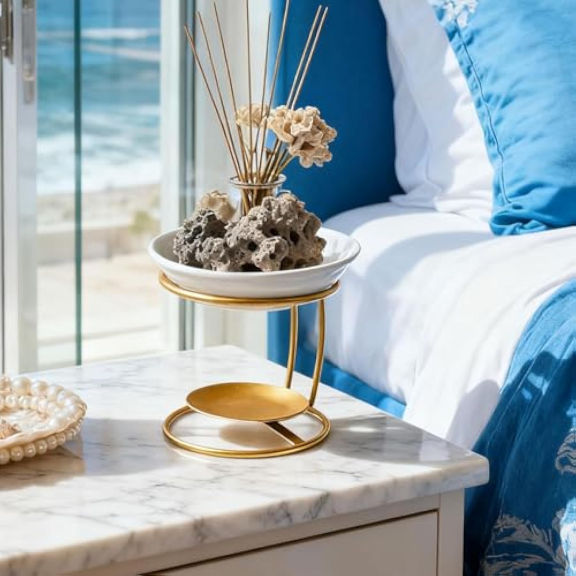 Ceramic Oil Burner Aroma Diffuser with Metal Frame