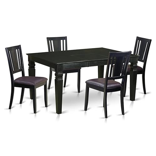 East West Furniture WEDU5-BLK-LC 5 Piece Dinette Set for 4