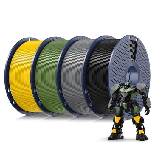 SUNLU 4kg PLA 3D Printer Filament Bundle Multicolor, Neatly Wound PLA Filament 1.75mm ±0.02mm, Individually Vacuum Packed, 4kg in Total, 1kg per Spool, 4 Pack, Black+Grey+Olive Green+Vivid Yellow