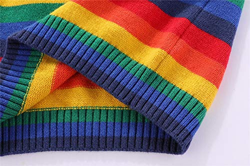 Image of Mud Kingdom Girls Boys Sweaters Rainbow Stripes Crewneck Knit Pullover Fall 2-9 Years