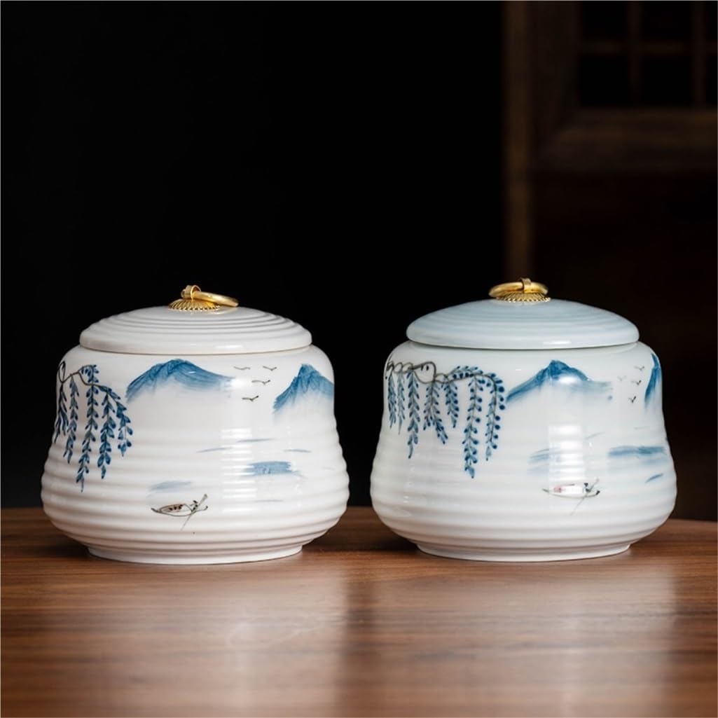 XYNSNDB Słoik cukru Kreatywna, ręcznie malowana ceramiczna puszka na herbatę Mała puszka na herbatę Ceramiczny przenośny, szczelny pojemnik do przechowywania herbaty luzem Puszka kuchenna Pojemnik na