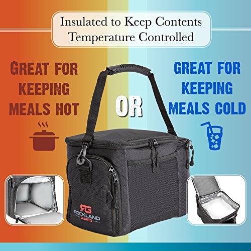 Rockland Guard Insulated Lunch Bag for Men - Lunch Box for Women with Compartments for Meal Prep Containers, Bottles, Snacks, Extra Storage Pockets - Lunchbox for Work, Travel, Picnic, Camping - Black by Rockland Guard - Used condition - Image 4