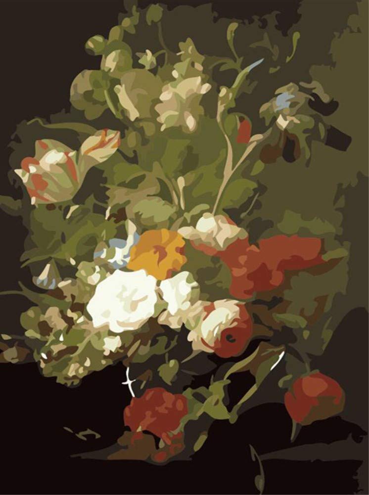 ABEUTY DIY Paint by Numbers for Adults Children, Red White Yellow Flower in The Bottle 16x20 inches Number Painting Art Therapy — image 1