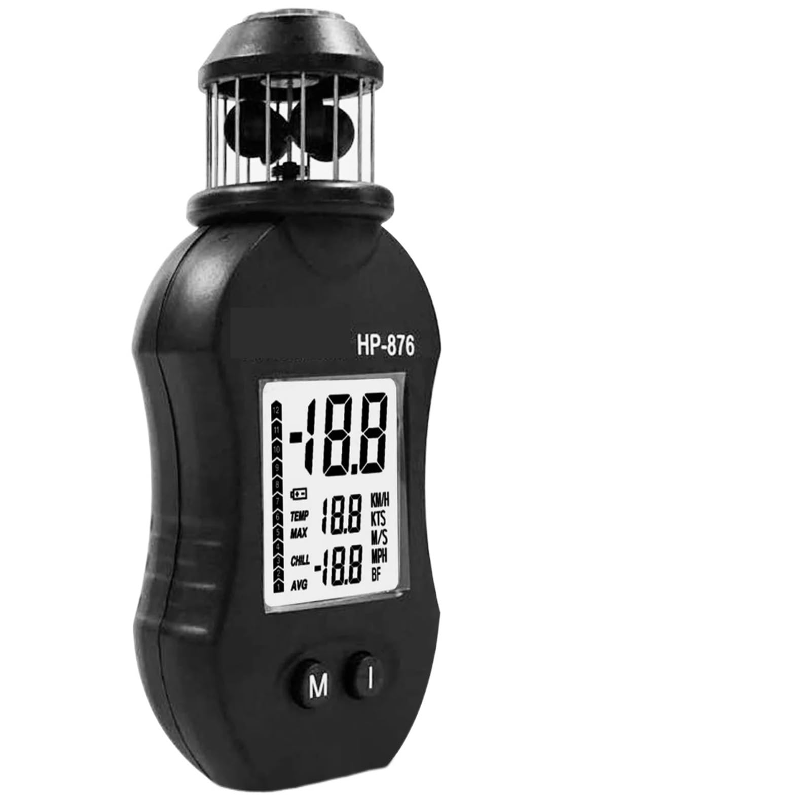 Anemómetro digital portátil, medidor de velocidad del viento, de bolsillo for medir la velocidad de las salidas de aire y for fotografía en veleros, HP-876