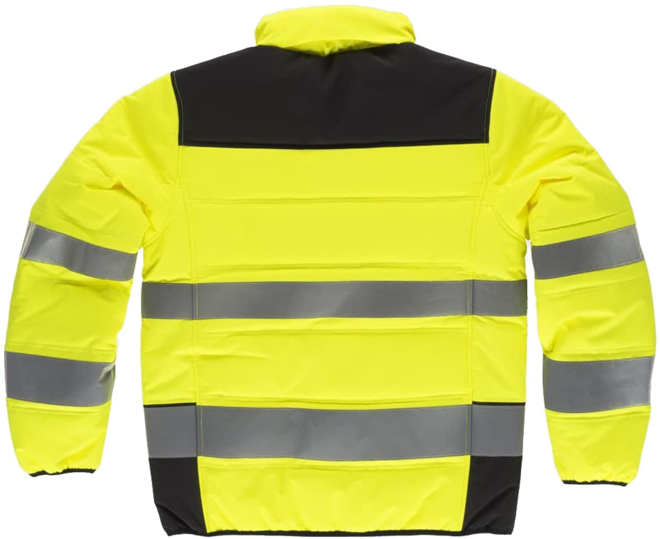 WORKTEAM Cazadora Acolchada Alta Visibilidad y Cintas Reflectantes Inclinadas con Capucha Interior. Unisex.