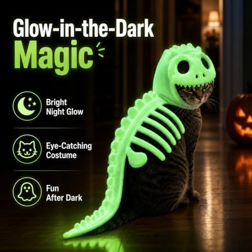 Glow in the Dark Dinosaur Skeleton Pet Costume for Cats and Dogs - 1