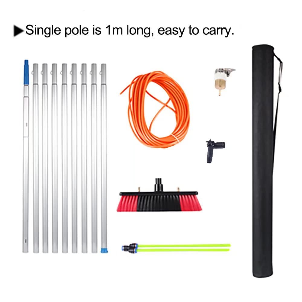 Teles Hard tle - Cepillo para fregar con mango largo de 9 m, herramienta de limpieza para revestimiento de casa, terraza, patio y cepillo para exteriores más versátil