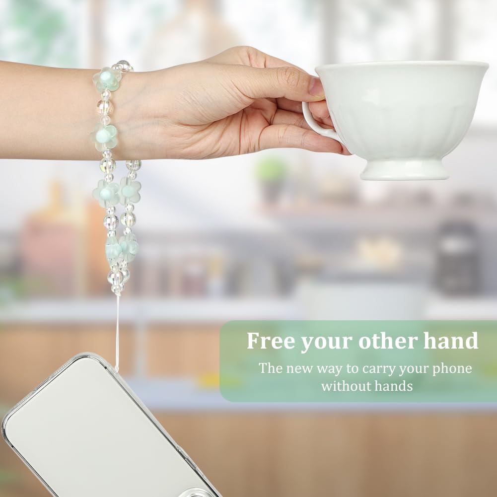 OFFCUP Dragonne Téléphone Portable 4PCS Chaîne Bracelet Anti-Perte Cristal Naturel Perles