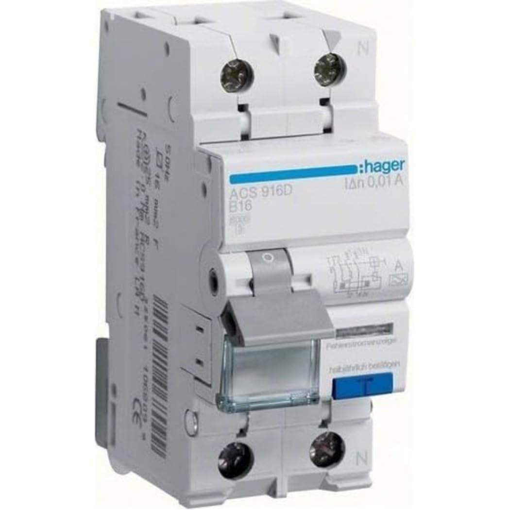 Busch-Jaeger Multi-Coloured Hager Acs916d Fi-Ls 1P+N 6Ka B-16A 10Ma Type A Qc