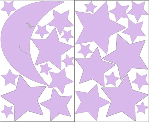 Vinilos Decorativos Luna y Estrellas Moradas miniatura 2