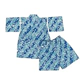 甚平 子供 男の子 [なごみや] 男の子 甚平 マリン柄夏祭り 夕涼み 花火 部屋着 ルームウェア パジャマ キッズ 110cm 海の唐草_水色×青