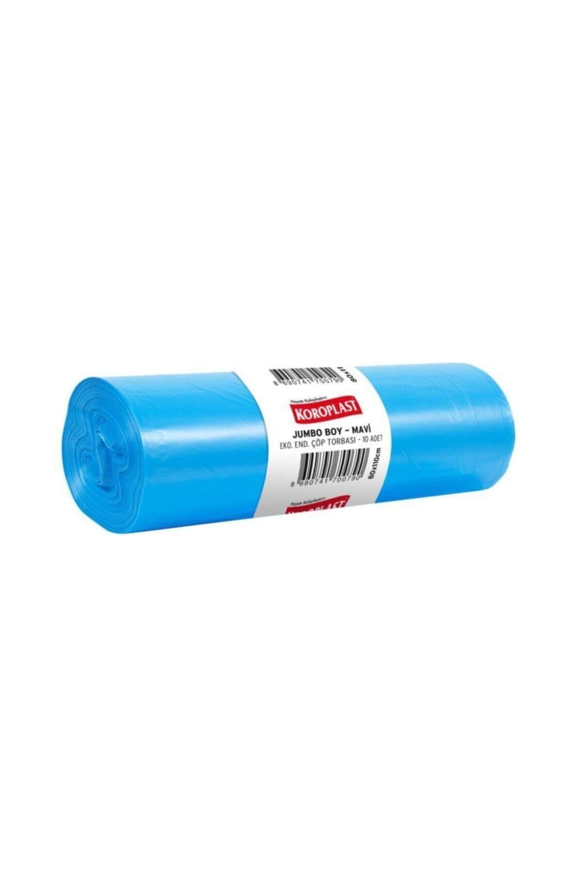 Koroplast Jumbo Endüstriyel Çöp Torbası 10'lu 80x110 cm, Dayanıklı & Sızdırmaz, Çift Katlı, Geri Dönüştürülebilir Çöp Poşeti, Fabrika, Şantiye,Sanayi, Bahçe, Restoran, Otel, Hastane, Atölye, Depo