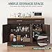 Shintenchi Modern Farmhouse Sideboard Buffet Cabinet,Barn Doors Buffet Cabinet with 2 Drawers & 3 Doors,Wood Coffee Bar Cabinet with Adjustable Shelf for Kitchen Living Room,Brown