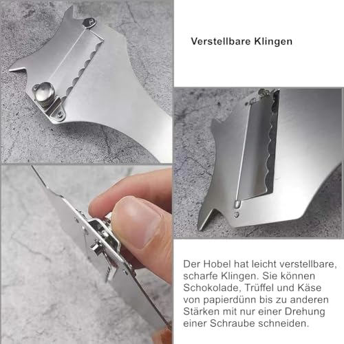 Foto von Trüffelhobel, Verstellbarer Edelstahlhobel Käsehobel, Multifunktionaler Gemüsehobel, für Trüffel, feine Pilze, Parmesan/Radieschen, Hauchdünne Scheiben, Einweihungsgeschenk, Silber